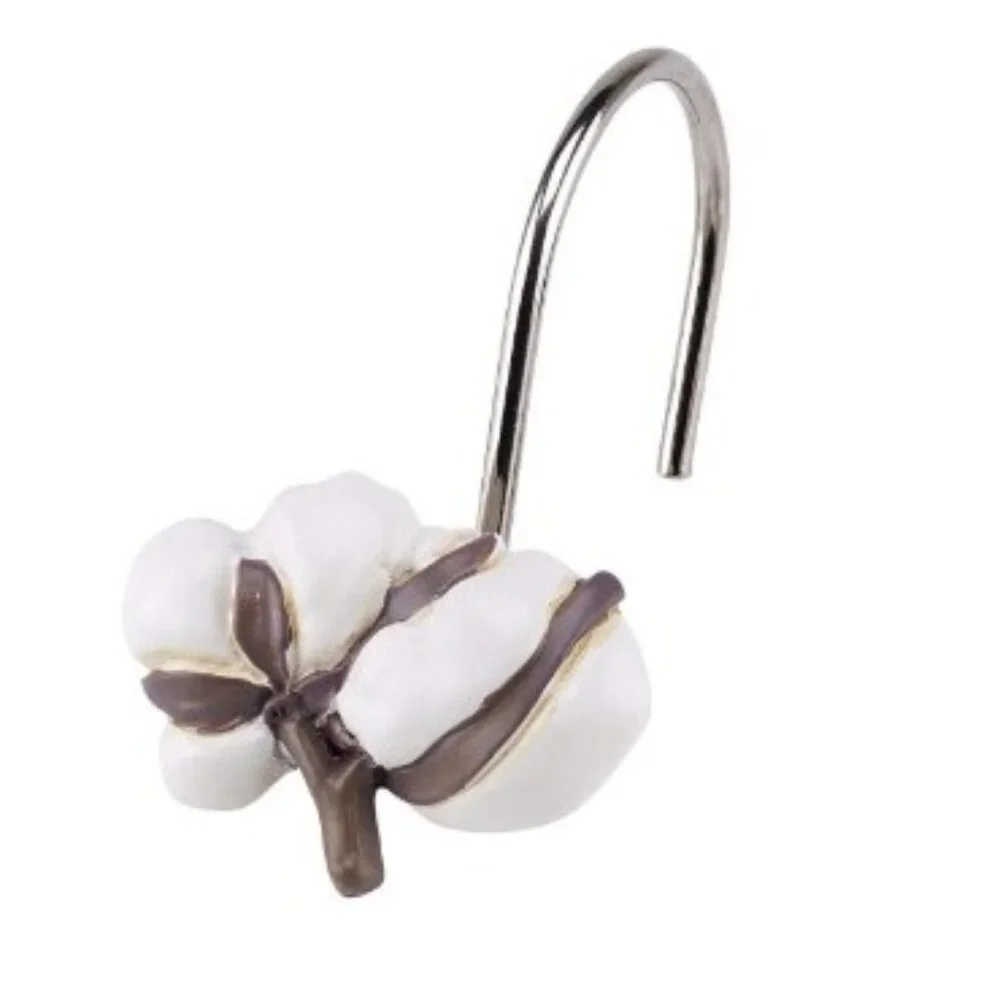 NEW Shower Curtain Hooks Multicolor Chickadee Bird Bathroom Decor Cotton Ball Pl